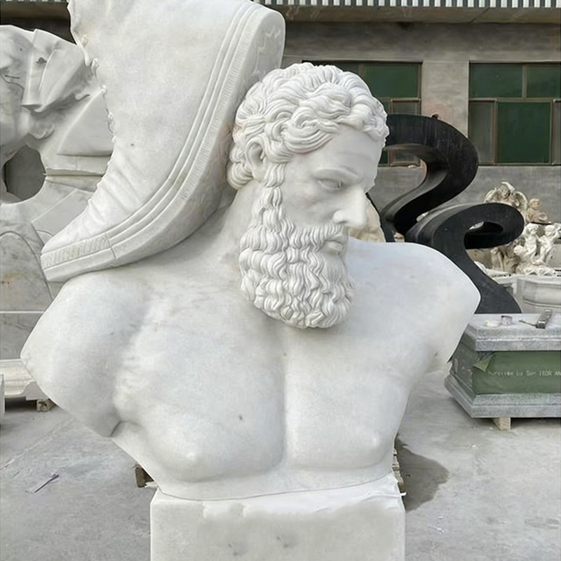 Patung Manusia Marmer Putih Seukuran Asli, Diukir Tangan