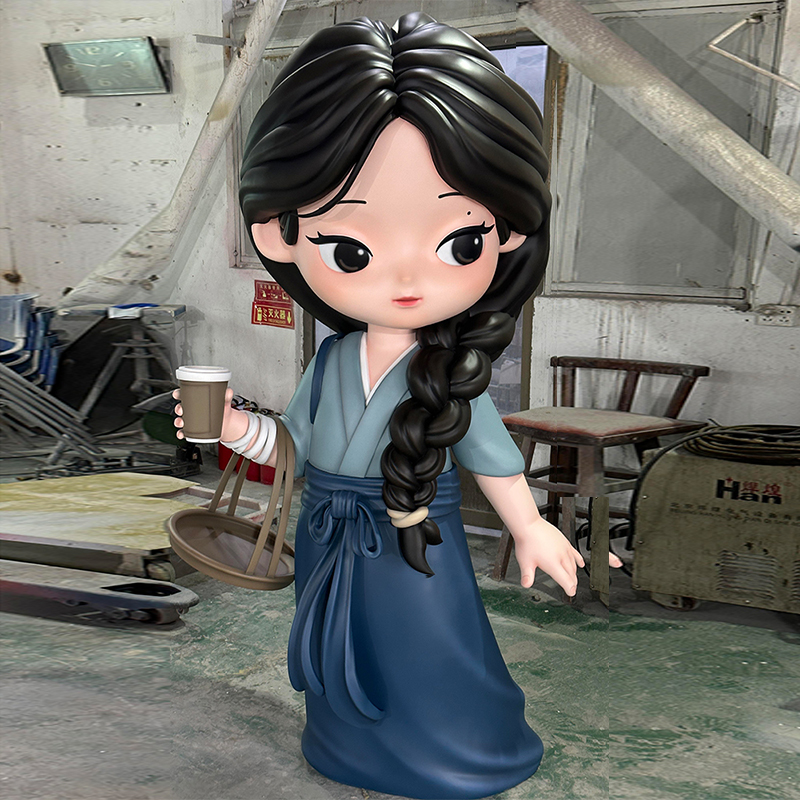 Patung Manusia Gadis Fiberglass Bergaya Chibi
