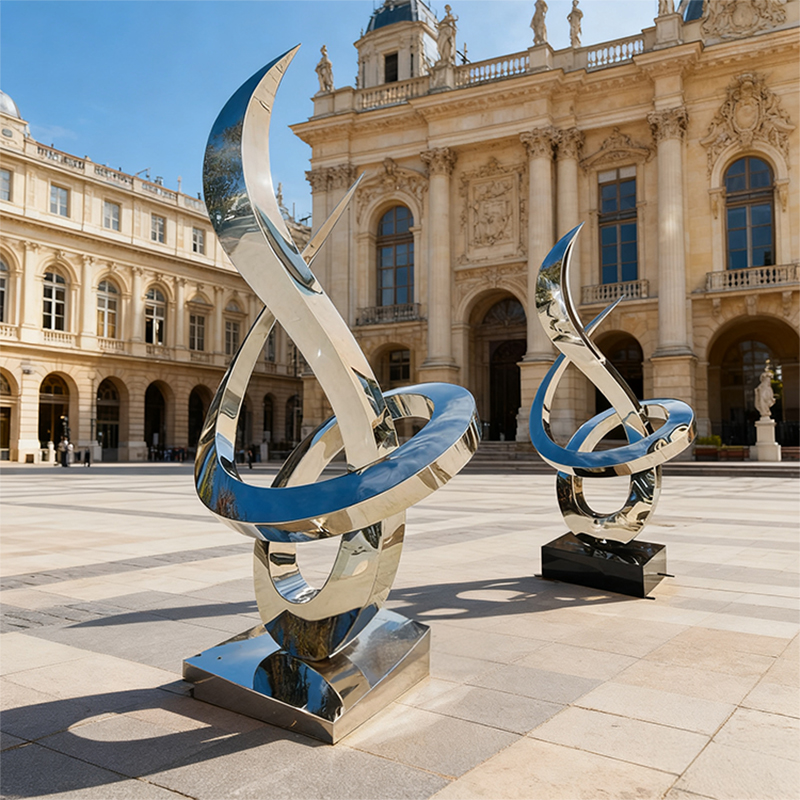 Patung Logam Efisien Biru & Perak