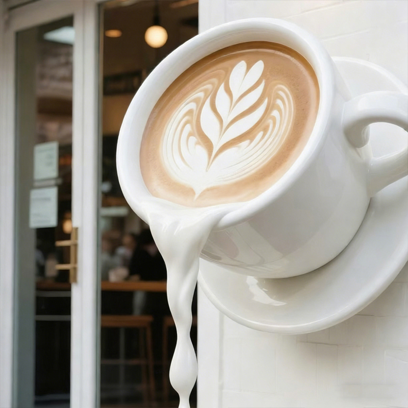 Patung Dekoratif Cangkir Kopi Mengambang Fiberglass