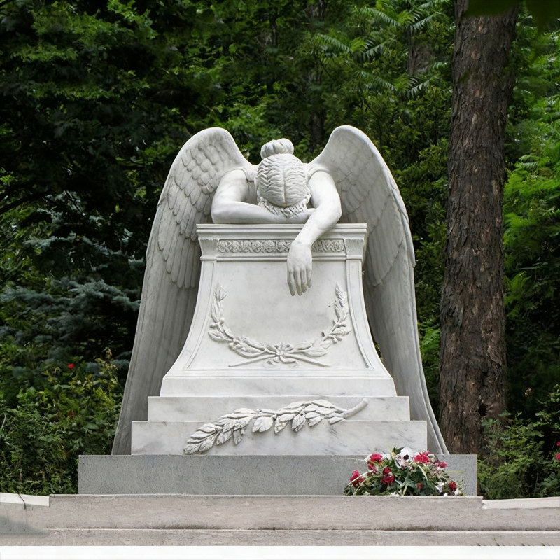 Batu Nisan Marmer Malaikat Kepala Tertunduk