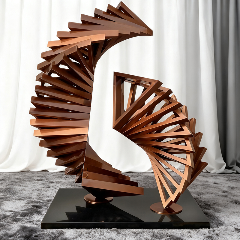 Patung Irisan Berlapis Abstrak Spiral Perunggu